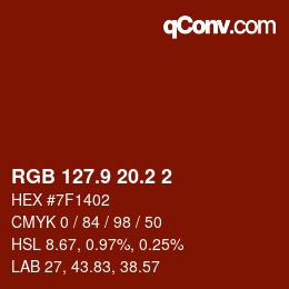 カラーコード: RGB 127.9 20.2 2 | qconv.com