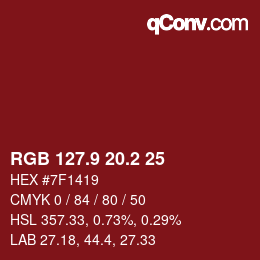 Color code: RGB 127.9 20.2 25 | qconv.com