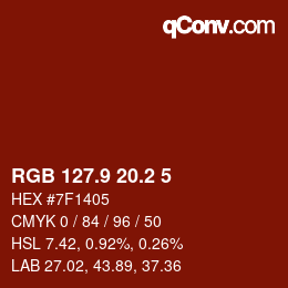 Color code: RGB 127.9 20.2 5 | qconv.com