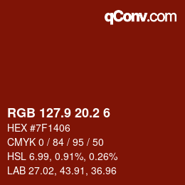 Color code: RGB 127.9 20.2 6 | qconv.com