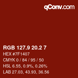 カラーコード: RGB 127.9 20.2 7 | qconv.com