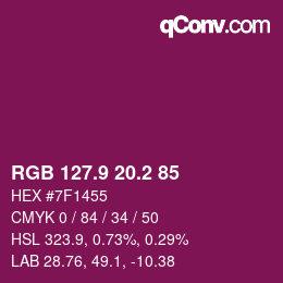 カラーコード: RGB 127.9 20.2 85 | qconv.com