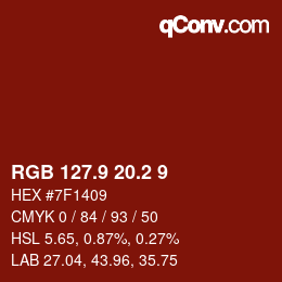 Color code: RGB 127.9 20.2 9 | qconv.com