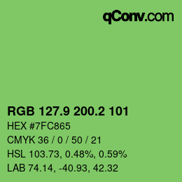 カラーコード: RGB 127.9 200.2 101 | qconv.com