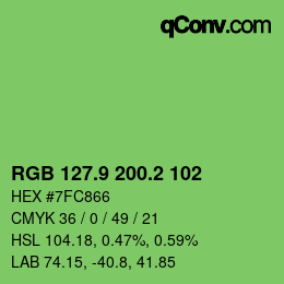 カラーコード: RGB 127.9 200.2 102 | qconv.com