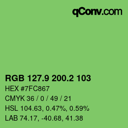 カラーコード: RGB 127.9 200.2 103 | qconv.com