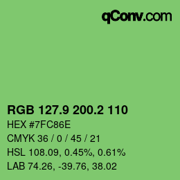 カラーコード: RGB 127.9 200.2 110 | qconv.com