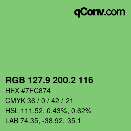 カラーコード: RGB 127.9 200.2 116 | qconv.com