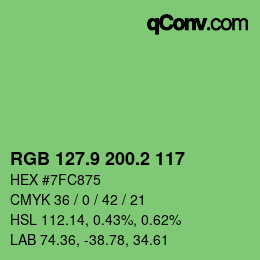 カラーコード: RGB 127.9 200.2 117 | qconv.com