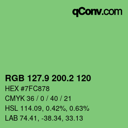カラーコード: RGB 127.9 200.2 120 | qconv.com