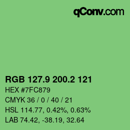カラーコード: RGB 127.9 200.2 121 | qconv.com