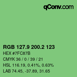 カラーコード: RGB 127.9 200.2 123 | qconv.com