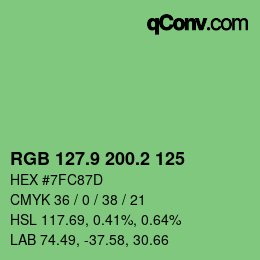 カラーコード: RGB 127.9 200.2 125 | qconv.com