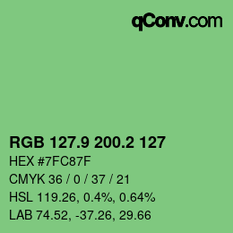 カラーコード: RGB 127.9 200.2 127 | qconv.com