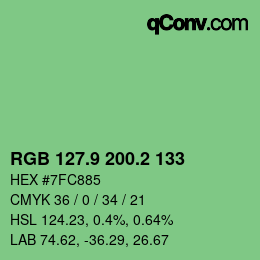 カラーコード: RGB 127.9 200.2 133 | qconv.com