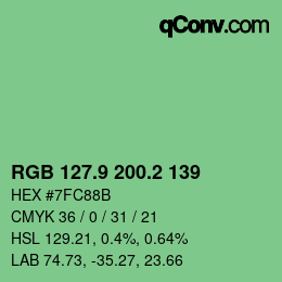 カラーコード: RGB 127.9 200.2 139 | qconv.com