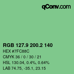 カラーコード: RGB 127.9 200.2 140 | qconv.com