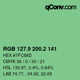 カラーコード: RGB 127.9 200.2 141 | qconv.com