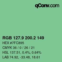 カラーコード: RGB 127.9 200.2 149 | qconv.com