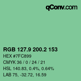 カラーコード: RGB 127.9 200.2 153 | qconv.com