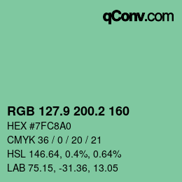 カラーコード: RGB 127.9 200.2 160 | qconv.com