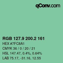 カラーコード: RGB 127.9 200.2 161 | qconv.com