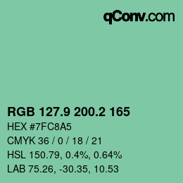 カラーコード: RGB 127.9 200.2 165 | qconv.com