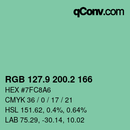 カラーコード: RGB 127.9 200.2 166 | qconv.com