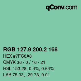 Farbcode: RGB 127.9 200.2 168 | qconv.com