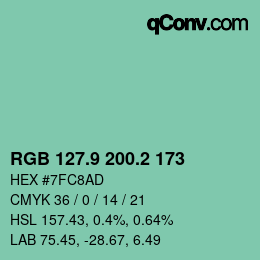 Color code: RGB 127.9 200.2 173 | qconv.com