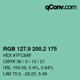 カラーコード: RGB 127.9 200.2 175 | qconv.com