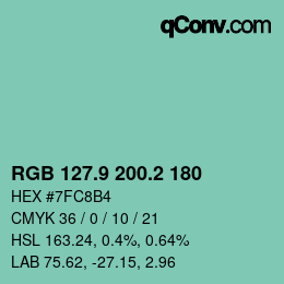 カラーコード: RGB 127.9 200.2 180 | qconv.com