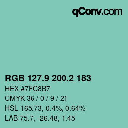 Farbcode: RGB 127.9 200.2 183 | qconv.com