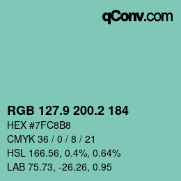カラーコード: RGB 127.9 200.2 184 | qconv.com