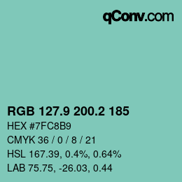 カラーコード: RGB 127.9 200.2 185 | qconv.com
