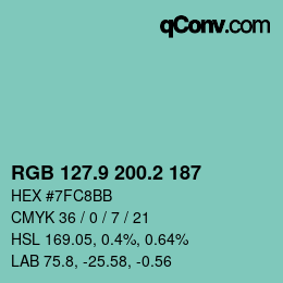 Farbcode: RGB 127.9 200.2 187 | qconv.com