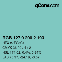 Color code: RGB 127.9 200.2 193 | qconv.com
