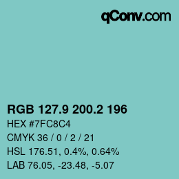 カラーコード: RGB 127.9 200.2 196 | qconv.com