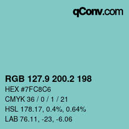 Color code: RGB 127.9 200.2 198 | qconv.com