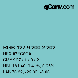 Color code: RGB 127.9 200.2 202 | qconv.com
