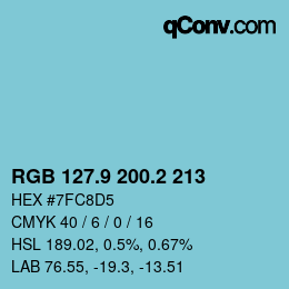 Color code: RGB 127.9 200.2 213 | qconv.com