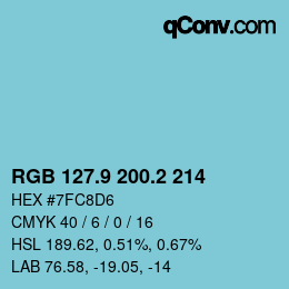 カラーコード: RGB 127.9 200.2 214 | qconv.com