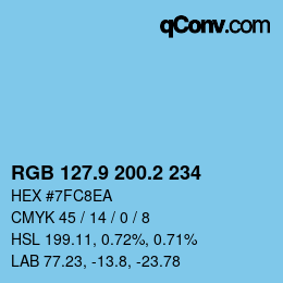 カラーコード: RGB 127.9 200.2 234 | qconv.com