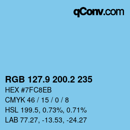 Código de color: RGB 127.9 200.2 235 | qconv.com