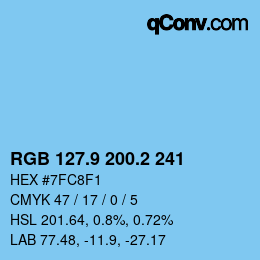 Color code: RGB 127.9 200.2 241 | qconv.com