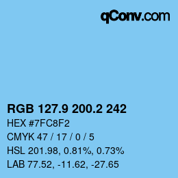 Farbcode: RGB 127.9 200.2 242 | qconv.com