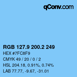 カラーコード: RGB 127.9 200.2 249 | qconv.com