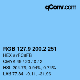 Farbcode: RGB 127.9 200.2 251 | qconv.com