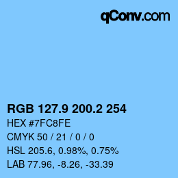 Color code: RGB 127.9 200.2 254 | qconv.com