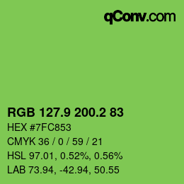 カラーコード: RGB 127.9 200.2 83 | qconv.com
